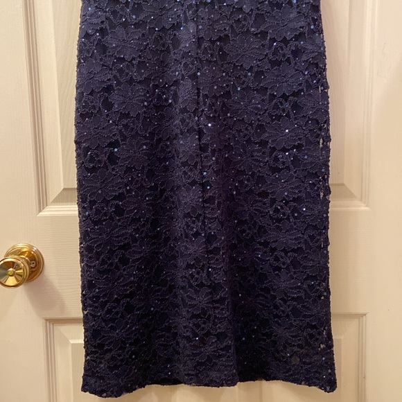 Connected Apparel Lace Sequin Dress Black Sleeveless Scoop Neckline WM SZ 10 - Picture 8 of 10